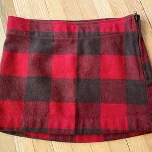 NWT Gap kids Girl buffalo plaid check mini skirt wool Red Brown holiday lodge 6